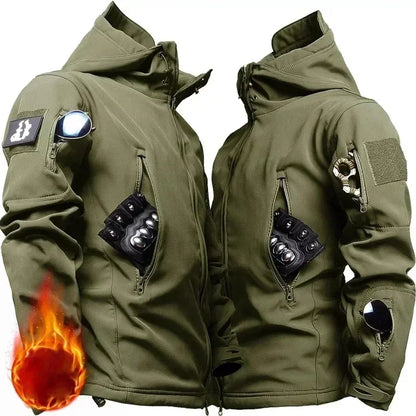 Men’s Winter Thicken Camo Tactical Suit — Waterproof Hooded Jacket & Fleece Pants Outdoor Hunting 2-Piece Set