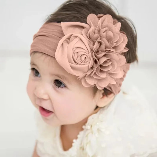 Baby Girls Soft Stretch Flower Headband Wide Nylon Knot Headwrap Kids Hair Band Newborn Photo Prop Accessories