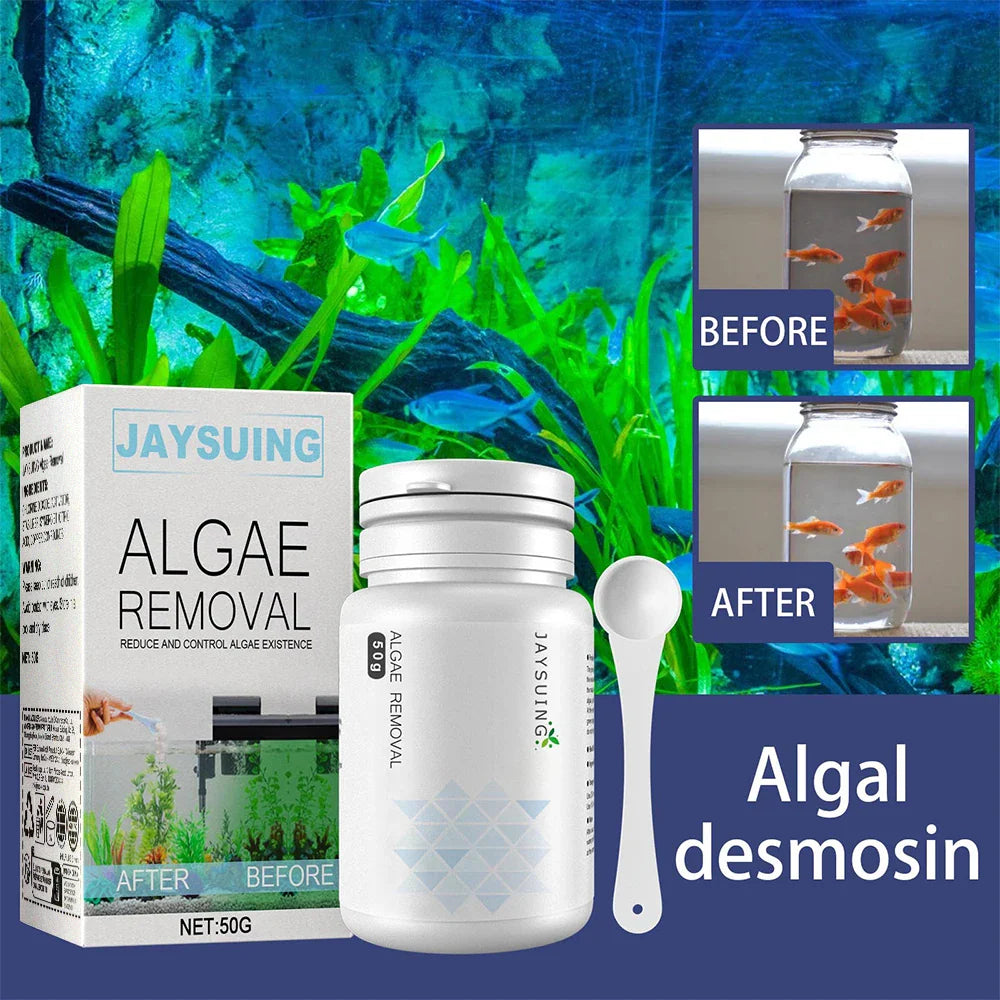 50g Aquarium Moss Remover – Fish Tank Water Purification & Algae Cleaning Powder, Includes Spoon for Easy Use