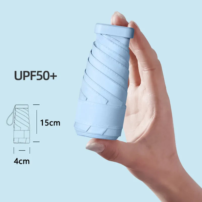 Compact 6-Folding Mini Sun Umbrella: Portable UV-Blocking Rain & Sunshade for Travel