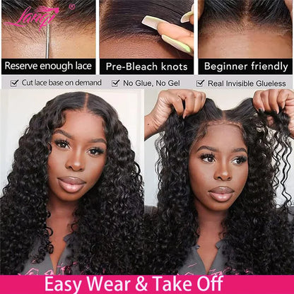 250% Curly Human Hair Lace Front Wig – Deep Wave Brazilian Remy 13x4 Water Wave Lace Frontal Wig