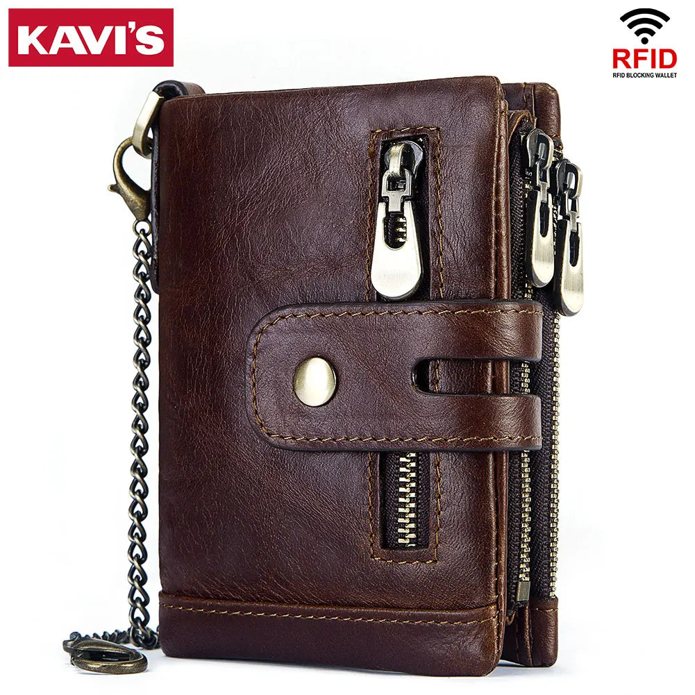 Fashion Women’s Leather Wallet — Genuine Leather Clutch with Hasp & Double Zipper, Short Coin Pocket and ID Card Holder Purse