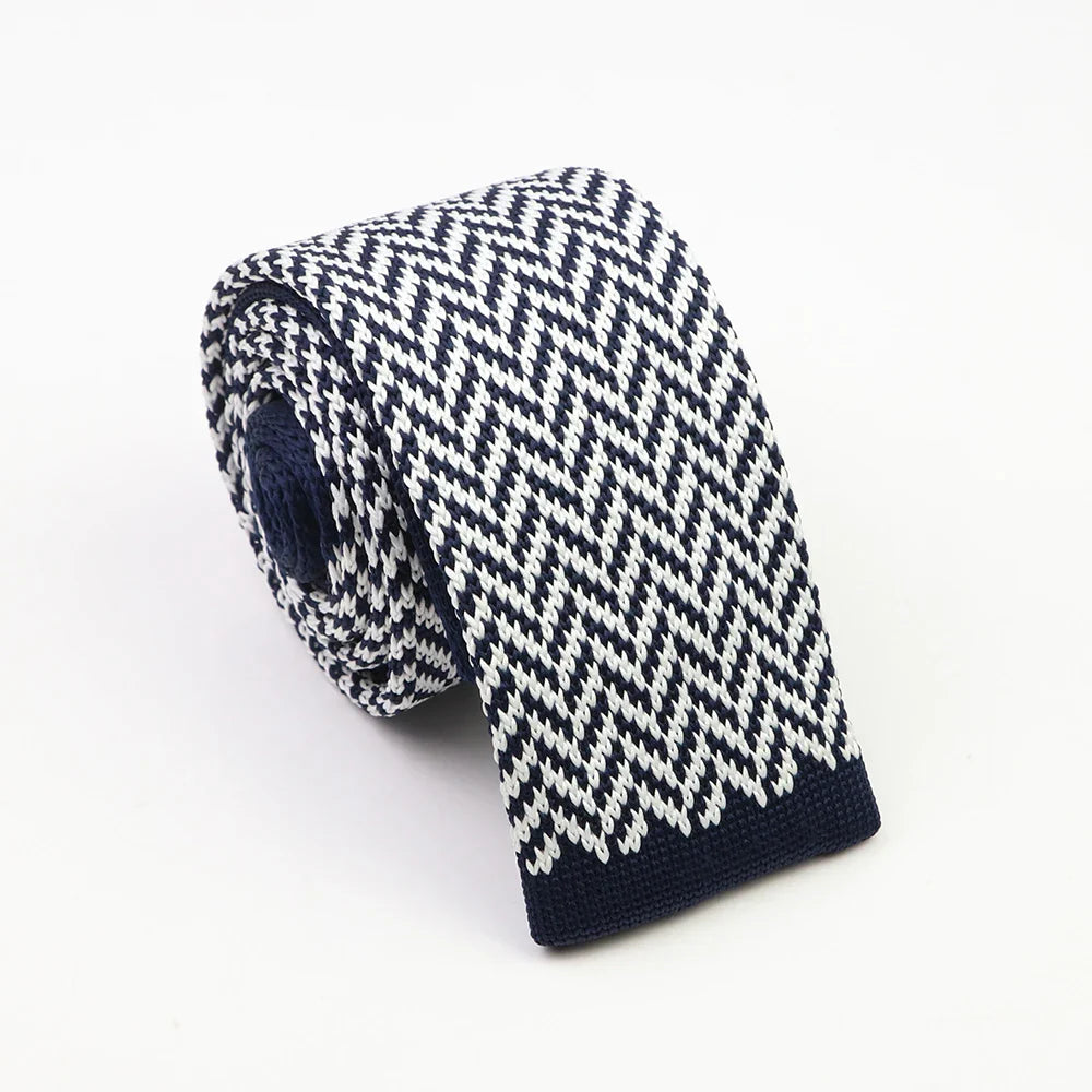 Classic Knit Neck Tie for Men — 6cm Plaid & Dots Casual Business Wedding Tie
