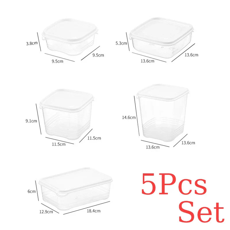 5-Piece Sealed Food Storage Box Set — Airtight Fridge Organizer for Fruits, Meat, Freezing & Kitchen Storage