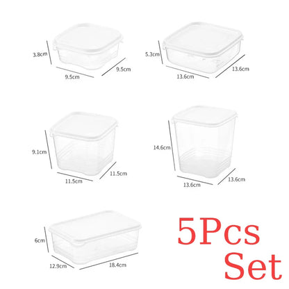 5-Piece Sealed Food Storage Box Set — Airtight Fridge Organizer for Fruits, Meat, Freezing & Kitchen Storage