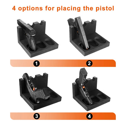 3/4/6 Slot Foam Gun Rack - Universal Pistol Holder for Glock, Handgun Display Stand & Gun Safe Organizer