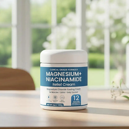 Magnesium Niacinamide Relief Cream - Topical Magnesium Chloride with Arnica & Boswellia for Legs, Feet & Joints