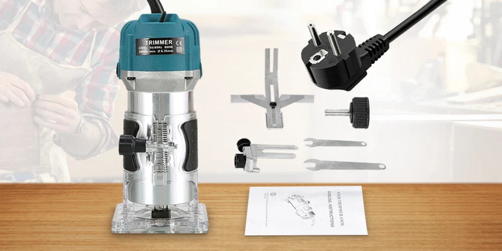 800W 30000RPM Electric Wood Router – 1/4 Inch Woodworking Trimmer & Carving Milling Tool