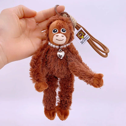 Cute Monkey Plush Pendant - Soft Stuffed Animal Backpack Keychain Bag Charm
