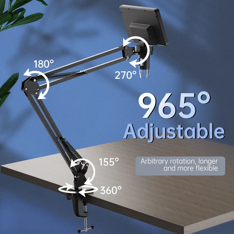 RIEVBCAU Flexible Microscope Arm Stand – Adjustable Metal Bracket, Coin Microscope Mount for DM4, DM7, DM9, MS1, MS3