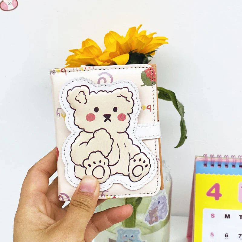 Cute Bear Women’s Wallet — Short Leather Coin Purse, Cartoon Card Holder, Three-Fold Clutch for Students