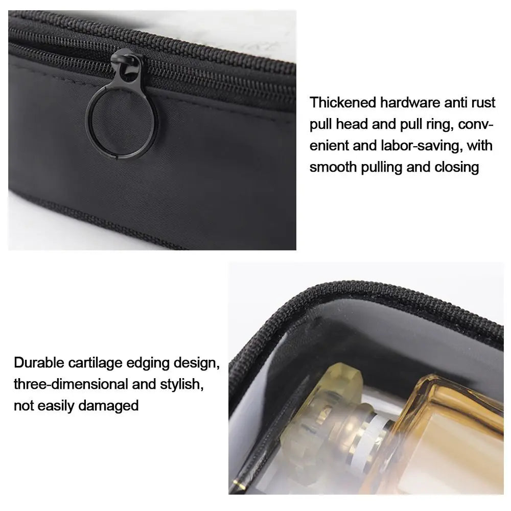 Women’s Solid Color Makeup Bag – Mesh Transparent Zipper Cosmetic Pouch, Portable Mini Wash Storage for Travel