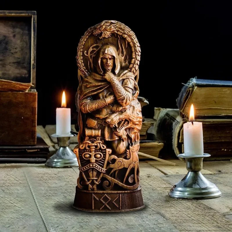 Nordic Gods Resin Figurine - Freya & Sol Viking God Sculpture Scandinavian Statue for Home Living Room Decor