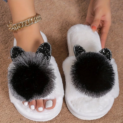 Women’s Rabbit-Shaped Plush Slippers – Comfortable Anti-Slip Home Shoes for Spring & Autumn