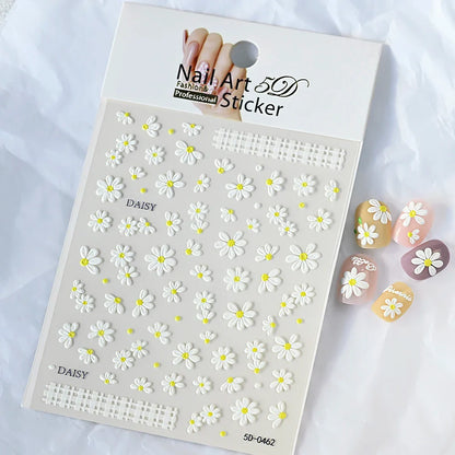 5D Macaron Nail Stickers - Embossed Flower, Fruit, Bear & Rabbit Charms for Summer DIY Manicure Decoration