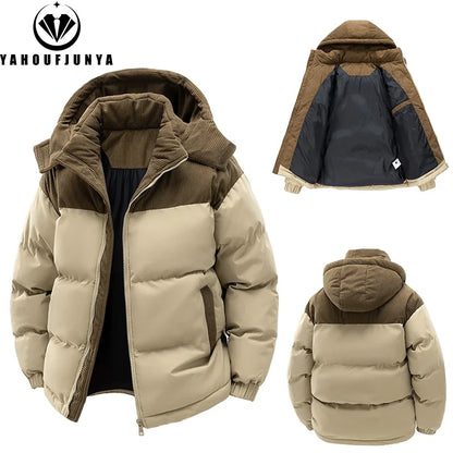 Men’s Autumn Winter Outdoor Jacket – Removable Hooded Windbreaker Parka, Warm Casual Solid Coat
