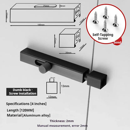 4-Inch Aluminum Alloy Door Lock – Barrel Bolt Latch Padlock Clasp Set for Doors & Windows (Brushed Finish)