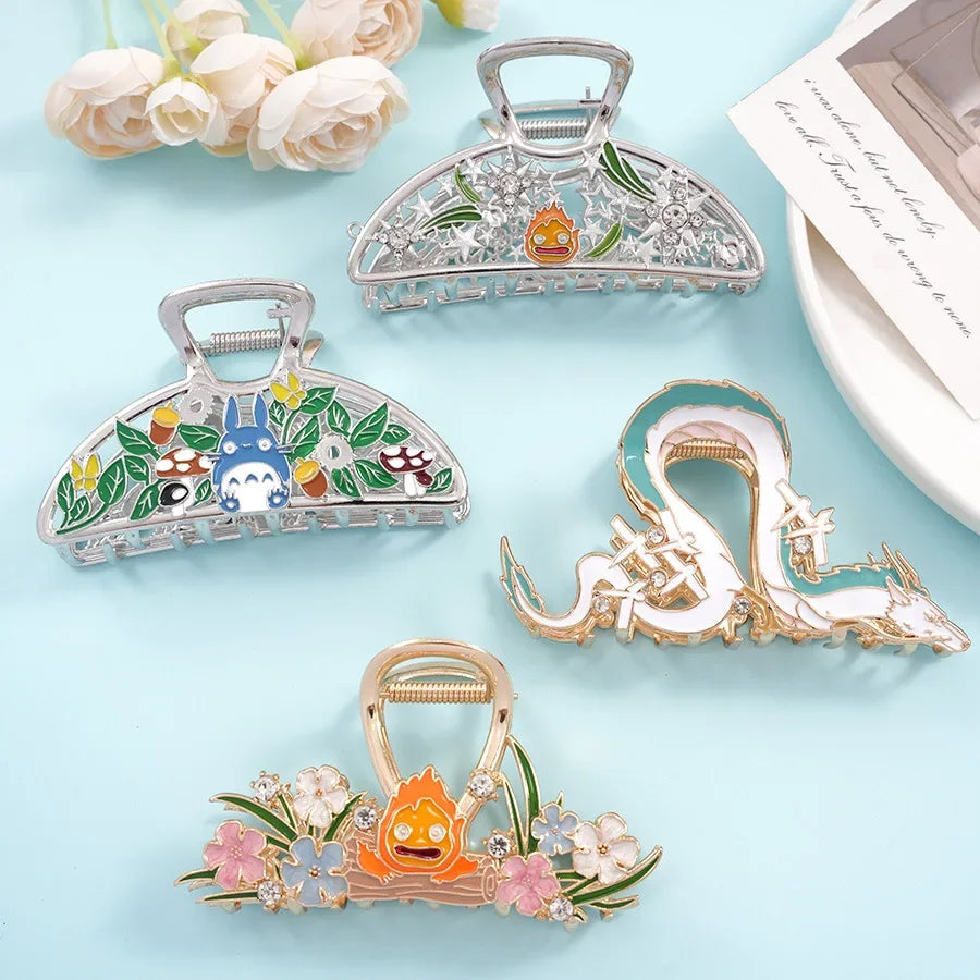 YWYHJ Cute Cartoon Hair Claw | Large Dragon & Japanese Cat Hair Clip for Women