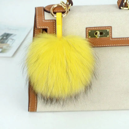 15cm Real Raccoon Fur Pompon Keychain – Cute Pendant for Bags, Hats, Clothes, and Accessories