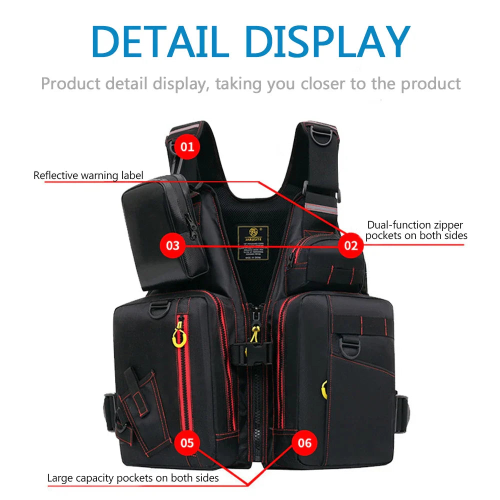 Multi-Functional Life Jacket Vest for Outdoor Fishing – Safety Vest with Storage Pockets & Buoyant Materials