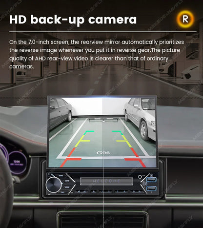 Carplay Android Auto 1 Din MP5 Player - 7 Inch Retractable Touch Screen, FM Radio, Mirror Link, Manual & Automatic Car Player