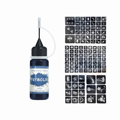 Long-Lasting Temporary Tattoo Ink Kit – Includes 3 Stickers & Freehand Gel for Face & Body Party Makeup Tattoos