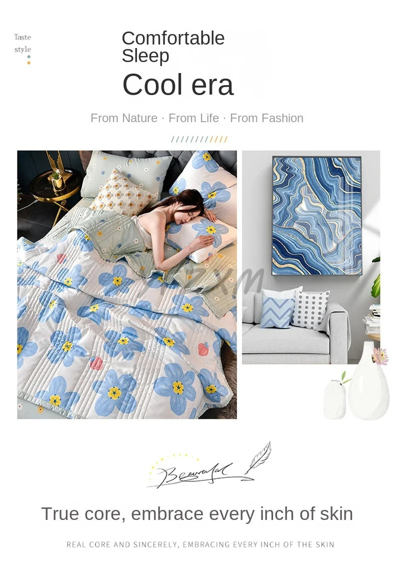 Quilted Spring Summer Quilt – Soft, Lightweight & Breathable Duvet for Queen Size, Comfortable & Washable