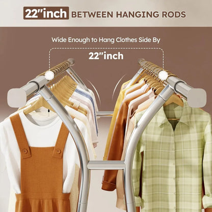 Heavy Duty Clothing Rack with Shelves – Rolling Hanger for Clothes, 650LBS Load Capacity