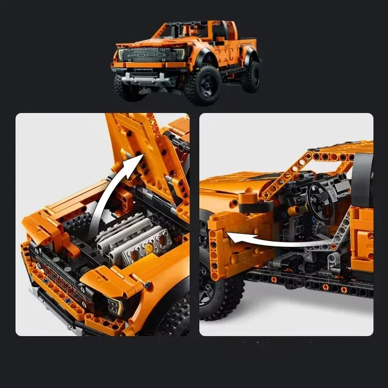New 1379PCS Ford Raptors F150 Pickup Truck Building Blocks – Technical Sports Car Model Bricks for Kids Racing Vehicle Toy Gifts