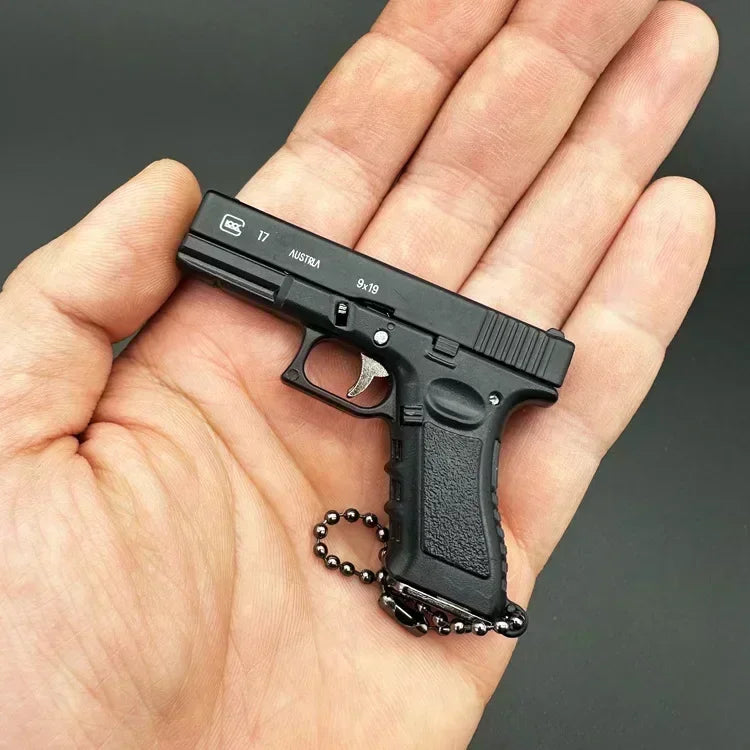 Metal Mini Tactical Keychain - 1:3 G17 Tiny Pendant, Decorative Ornament & Birthday Gift for Men