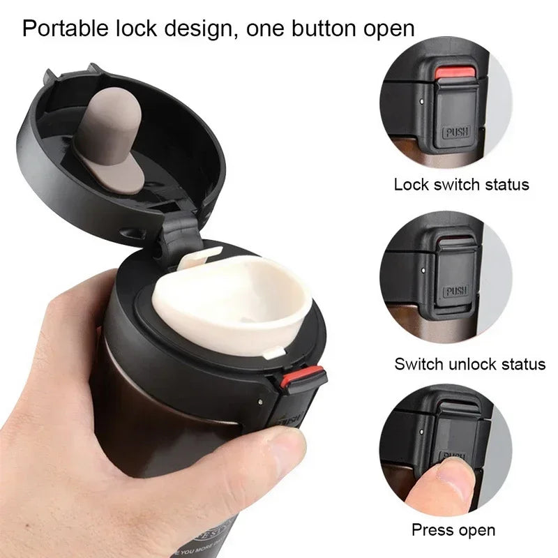 0.5L Thermal Mug - Double Wall 304 Stainless Steel Coffee Cup - Vacuum Flask Thermos Water Bottle - Leak-Proof Tea and Coffee Mug
