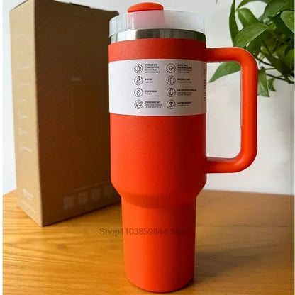 2025 New Stainless Steel Travel Mug with Handle & Straw Lid – 30oz/40oz Vacuum Insulated, Double Wall Thermal Iced Cup