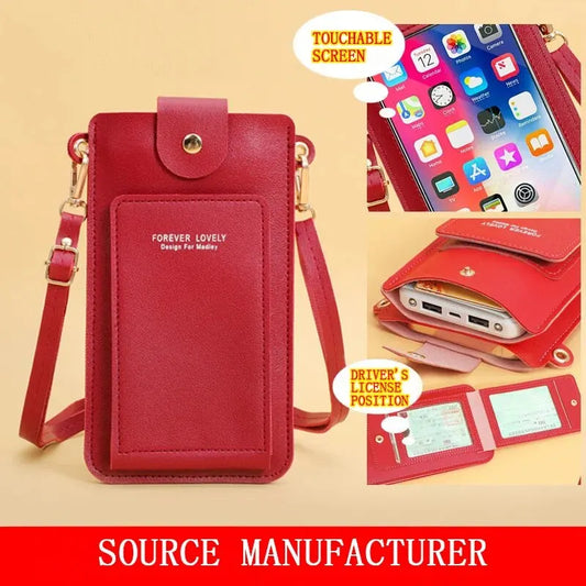 Women's Soft Leather Wallet & Touch Screen Phone Purse – Crossbody Shoulder Bag Handbag