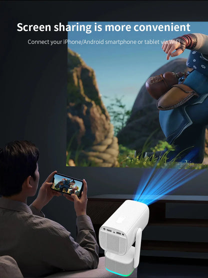 Salange K2 4K Smart Projector – Android 11, Built-in Battery, Bluetooth Speaker, WiFi, Auto Focus & Keystone for Outdoor Movies
