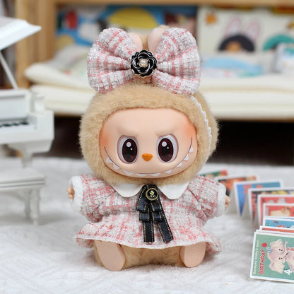 17cm Labubu Doll Monster Outfit & Accessories, DIY Sweet Princess Dress Cloak for Kids, High-Quality ED12B