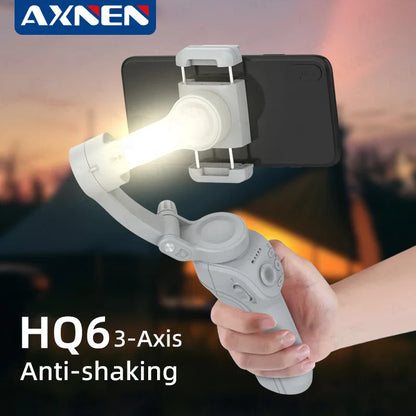 3 Axis Handheld Gimbal Stabilizer with Fill Light – Smartphone Stabilizer for iPhone & Android, Face Tracking, TikTok, Vlog – HQ6