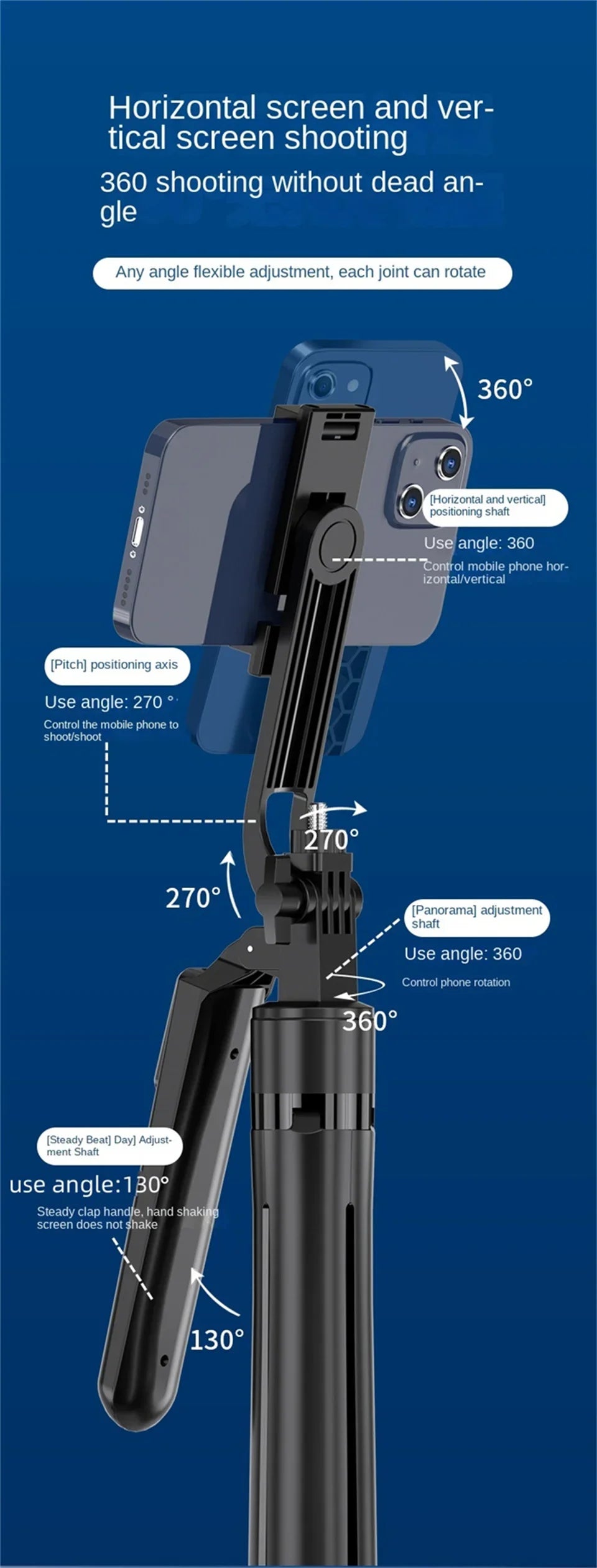 FANGTUOSI 180cm Wireless Selfie Stick Tripod – Phone Holder Stand with Bluetooth Shutter for Smartphones & Cameras