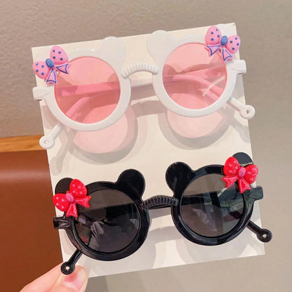 Kids' Bear Bowknot Glasses - Cute Fashion Eyewear for Boys & Girls, 2/3-Piece Set