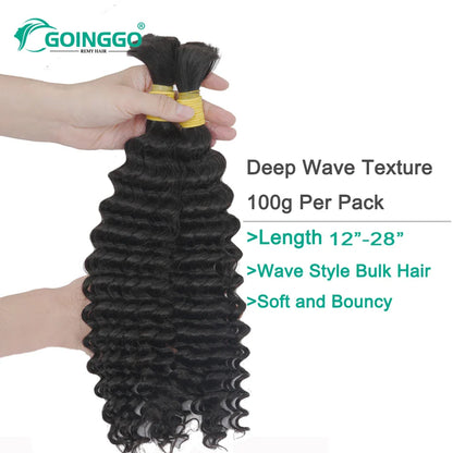 Pre-Colored Brazilian Deep Wave Bulk Human Hair - No Weft, Remy Hair Extensions, 14-28 Inch for Crochet Braids
