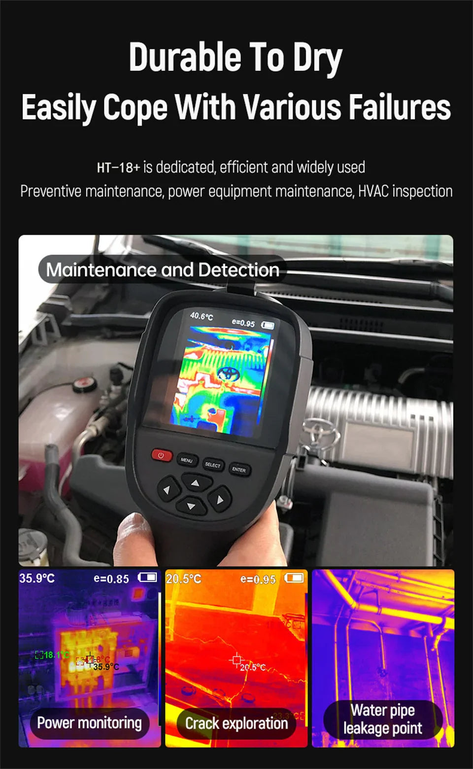 GW256 Handheld Infrared Thermometer – HD Digital Thermal Imager Camera, 2024 Floor & Wall Heating Pipe Tester
