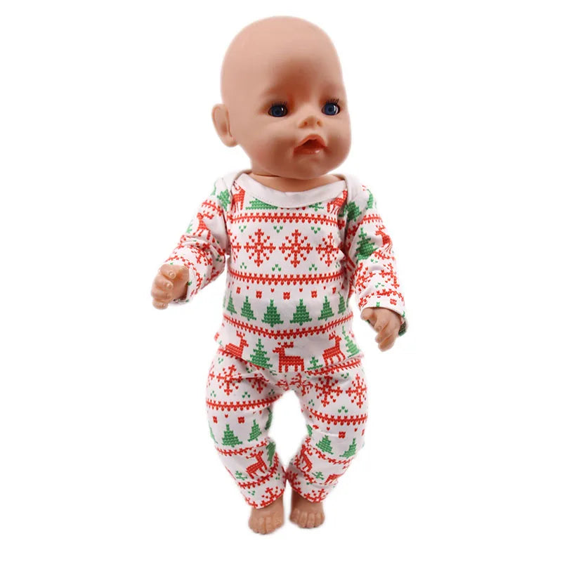 Pop Doll Christmas Outfit — Dress, Top & Pants Set for 18-Inch American and 43CM Reborn Baby Dolls, Our Generation Girl’s Toy Accessories