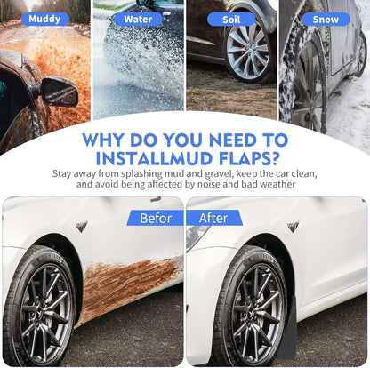Tesla Model Y & Model 3 Highland Mud Flaps - All Weather Paint Protection Splash Guards