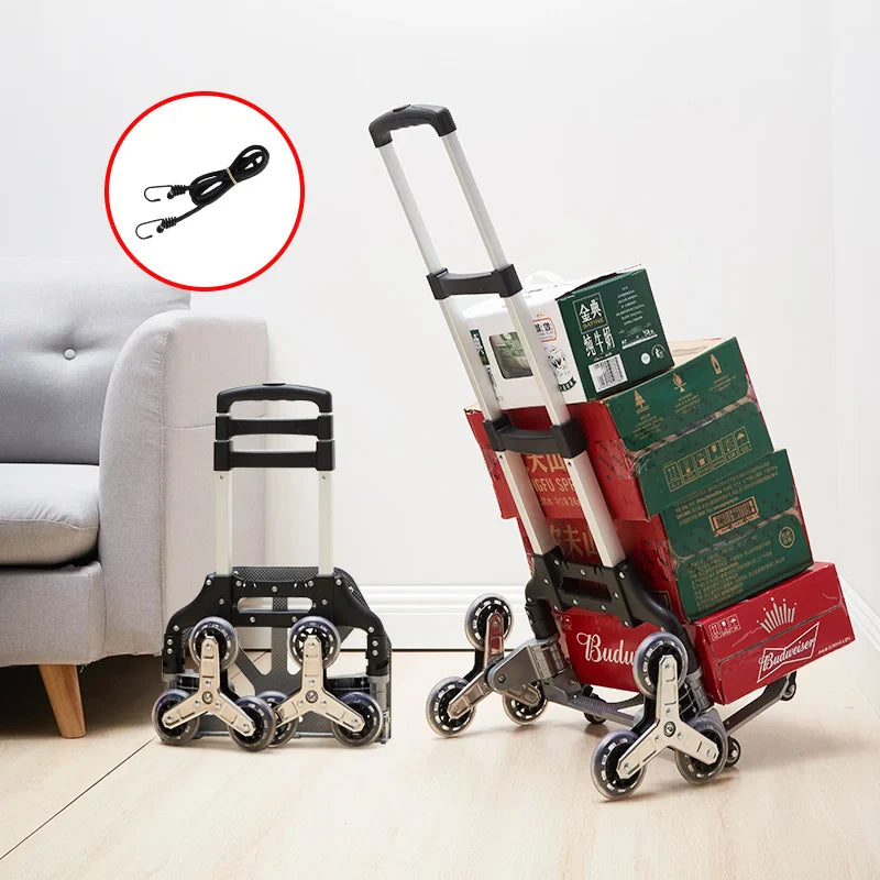 Portable Aluminum Alloy Grocery Cart | Folding Trolley for Shopping, Lightweight Step Climbing Design