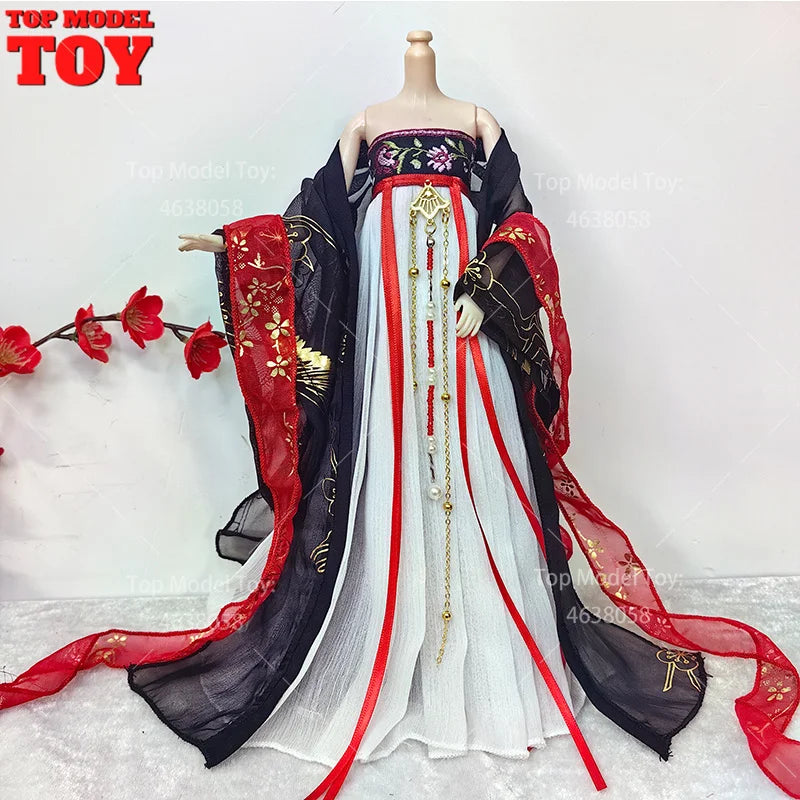 30cm 1/6 Doll Clothes – Style Printed Hanfu Outfit for 12" Female Action Figure Toy