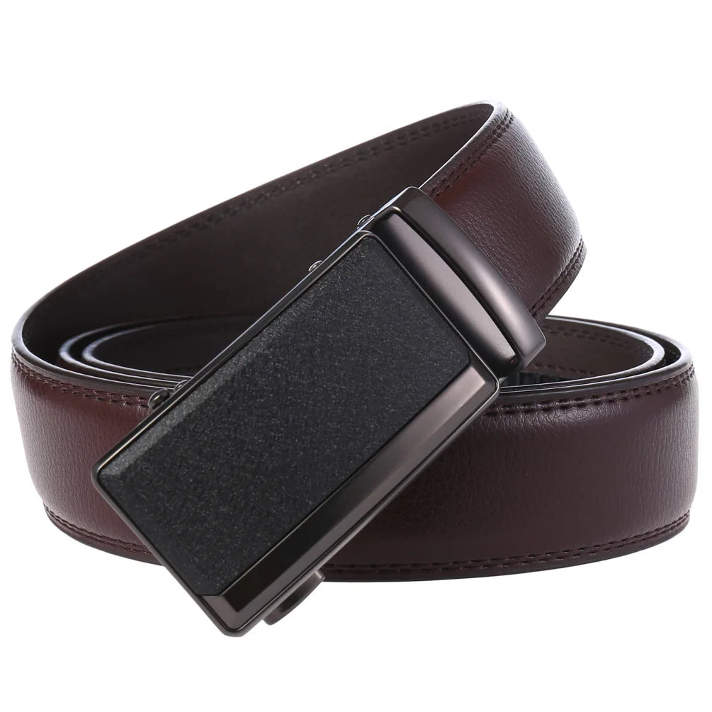Men’s Cowskin Leather Belt – Luxury Automatic Buckle Designer Style in Black or Brown (3.5cm)