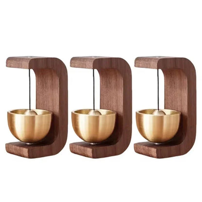 Magnetic Wooden Doorbell - Solid Brass Wind Chimes, Wireless Hanging Doorbell, Japanese Style Garden Pendant & Home Decor