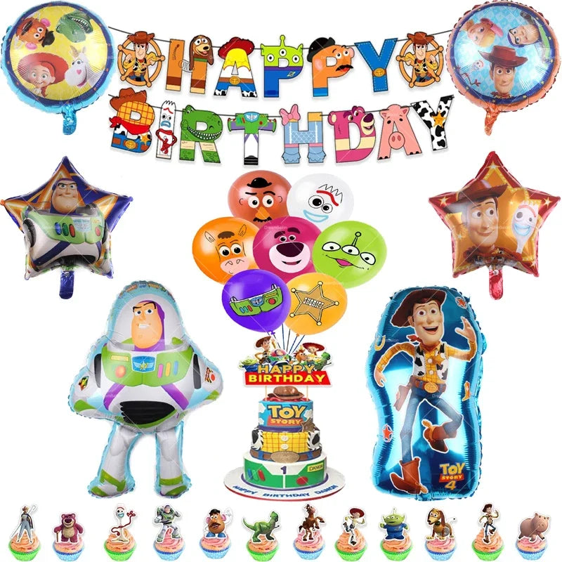 Disney Buzz Lightyear Foil Balloon – Toy Story Latex Party Decoration & Cake Topper for Kids