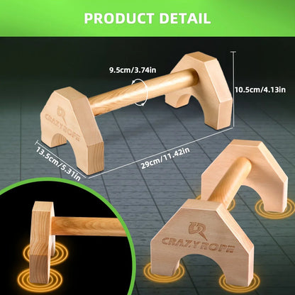 Wooden Push-Up Bar Stands: Gym Fitness Exercise Equipment for Body Building Training - Handstand Parallel Rods for Enhanced Workouts