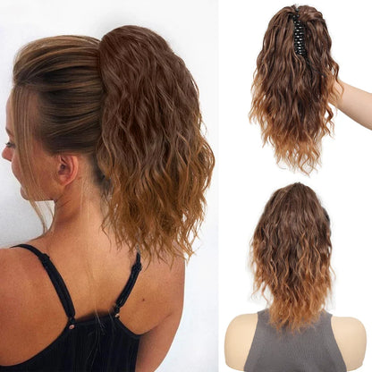LUPU 14" Synthetic Curly Claw Clip-In Ponytail – Heat-Resistant Fashion Hair Extension for Daily Wear, Halloween & Holidays
