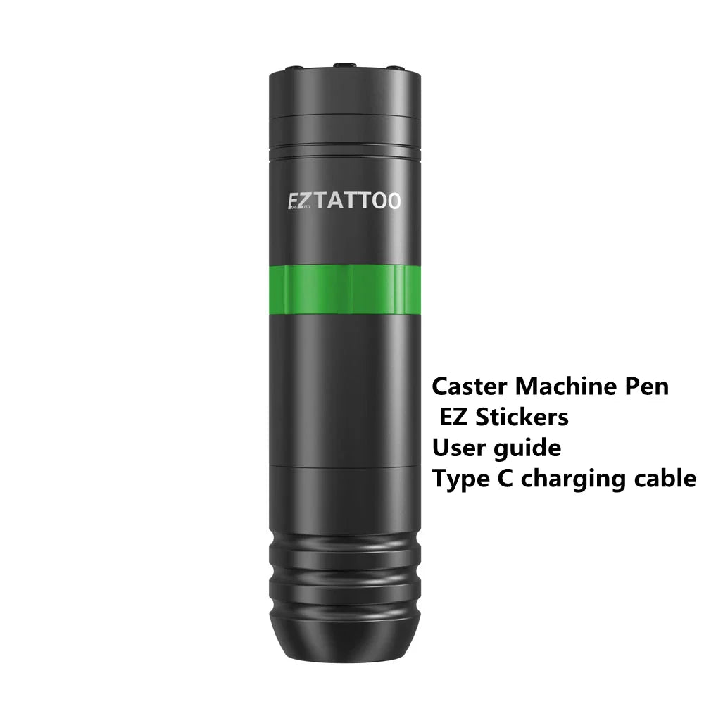EZ Caster Wireless Rotary Tattoo Machine Pen – Battery Powered with 1500mAh Portable Power Pack and LED Display